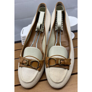 Ralph Lauren Collection Women 10B Loafers Purple Label Horsebit Canvas & Leather